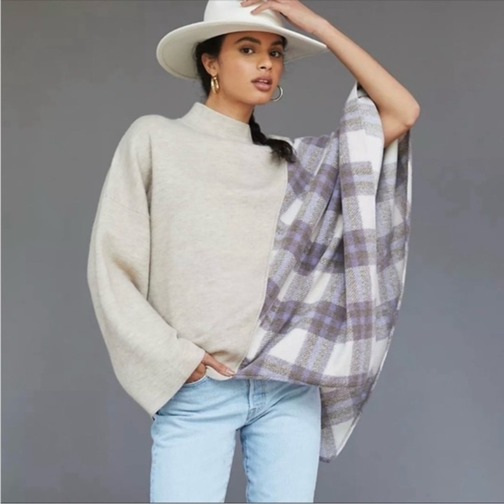Anthropologie Pilcro Mixed‎ Plaid Poncho One Size